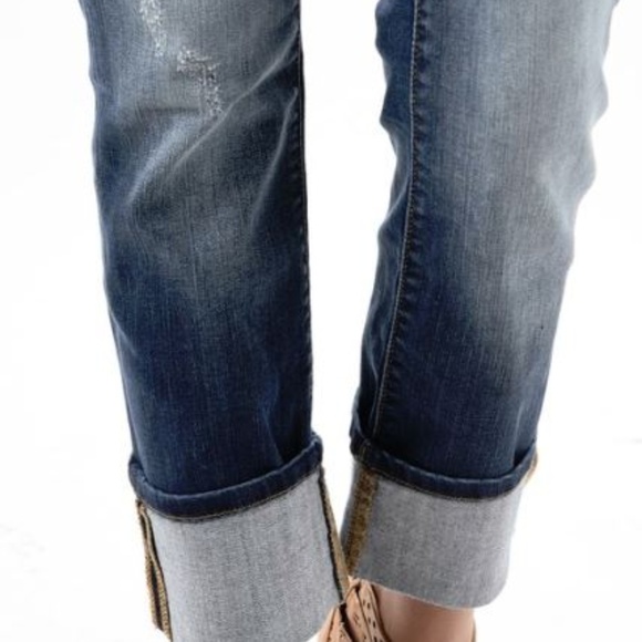 Judy Blue Dark Blue Boyfriend Cuffed Jeans - Picture 2 of 8